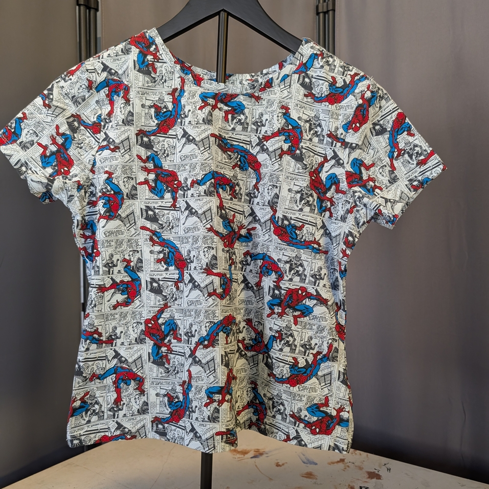 Marvel Spider-Man Comic Print Crop Top - Red and Blue Women's